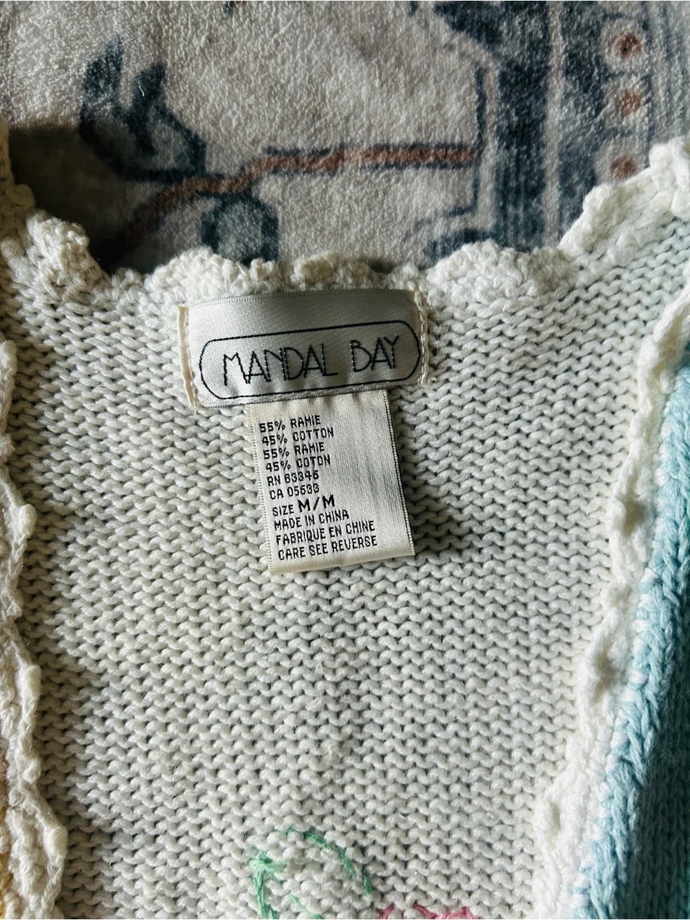Mandal Bay Floral Crochet Vest in Yellow & Light Blue